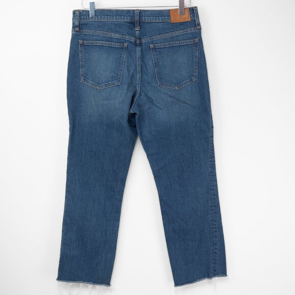 J. Crew Slim Boyfriend Jeans Raw Hem High Rise Denim Cropped Blue Size 28 - Picture 2 of 8